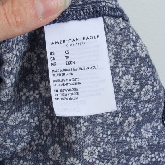 American Eagle Womens Blue Floral Babydoll Mini Dress Size XS Dainty Coquette - Picture 4 of 6